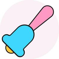 Hand bell icon in pink and blue color. vector