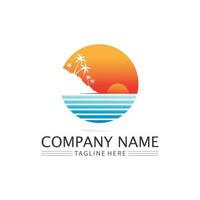 Palm tree summer logo template vector