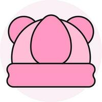 Bear ear woolen hat icon in pink color. vector