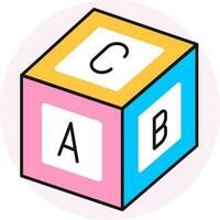 Vector illustration of colorful ABC letter cube icon.
