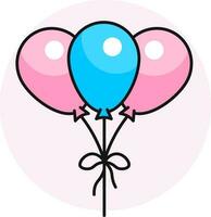 Balloon bunch icon in blue and pink color. vector