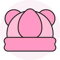 Bear ear woolen hat icon in pink color. vector
