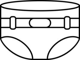 Diaper pant icon in line art. vector