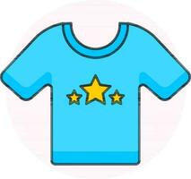 Flat style stars on shirt icon in blue color. vector