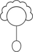 Isolated rattle icon in line art. vector