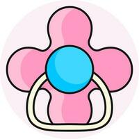 Flat style pacifier icon in pink color. vector