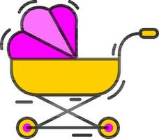 Illustration of Stroller icon in flat style. vector