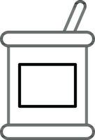 Spoon in food package icon in thin line art. vector