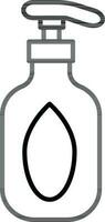 Hand wash bottle icon in thin line art. vector