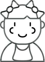 Flat style Little girl icon in line art. vector