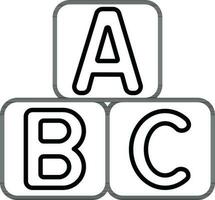 Line art illustration of ABC block cube icon. vector