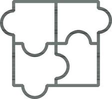 Line art Jigsaw or puzzle icon in flat style. vector