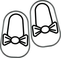 Bow shoes icon in thin line art. vector
