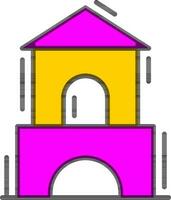 plano estilo casa hecho por bloquear juego icono o símbolo. vector