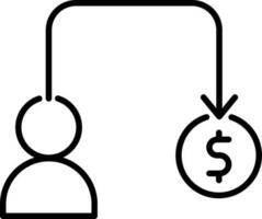 User Money Pay icon in black line art. vector