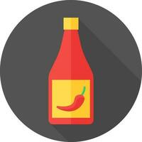 chile salsa o salsa de tomate botella icono en rojo y amarillo color. vector