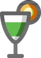 Cocktail drink glass with fruit slice icon in flat style. vector