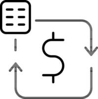 Dollar Transaction List icon in thin line art. vector