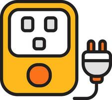 Socket with Plug Icon in Orange and White Color. vector