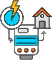 Electric Meter Connection Home Icon in Flat Style. vector