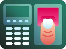 Illustration of finger touch attendance machine icon. vector