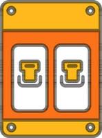 circuito interruptor automático o mcb icono en naranja y blanco color. vector