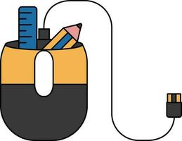 Pencil with Ruler and Mouse icon for Designing tools. vector