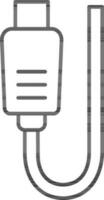 USB cable icon in thin line art. vector