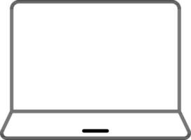 Flat style laptop icon in thin line art. vector