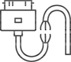 Flat style Broken usb cable icon in line art. vector