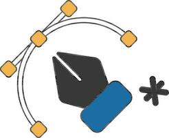 Pen tool color icon in flat style. vector