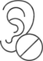 Black line art illustration of Ear medicine tablet icon. vector