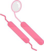 Dental Probe with Mouth Mirror icon in pink color. vector