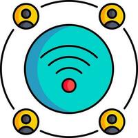 Flat style Users wifi connection or networking icon. vector