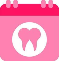 rosado dental calendario icono en plano estilo. vector