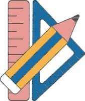 escuadra con lápiz color icono en plano estilo. vector