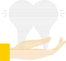 Hand holding Tooth icon in flat style. vector