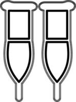 Crutches stick icon in thin line art. vector