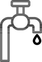 Faucet drip water drop icon in line art. vector