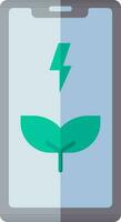 Eco battery charge symbol on smartphone icon in flat style. vector