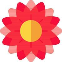 Sunflower icon in red and yellow color. vector