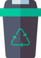 Recycle bin icon in gray and green color. vector