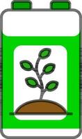 Eco battery icon in green and white color. vector