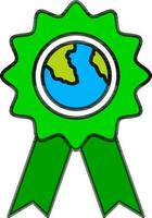 Global award badge icon in green color. vector