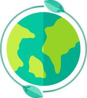 Green earth icon or symbol in flat style vector