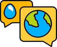 Earth rain message icon in flat style. vector