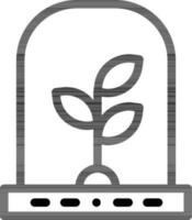 Line art illustration of Plant in bell jar icon. vector