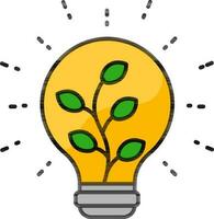 Eco idea or Bio energy light bulb icon in yellow and green color. vector