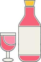 Drink bottle with glass icon in flat style. vector