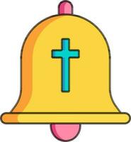 Vector illustration of Christian symbol on worship bell icon.